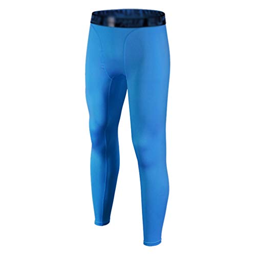Xinwcanga Hombre Deportes de Secado Rápido Baselayer Transpirable Funcionamiento Pantalón (Azul, Asia L)