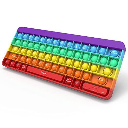 Yefun Push Bubble Sensory Fidget Toy, Aliviar la Ansiedad Juguetes, Teclado de Silicona de Color Arcoíris para Niños y Adultos (Rainbow-Teclado)