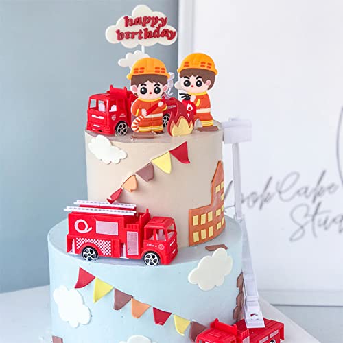 YGCHEN Decoración para Tarta de Bombero Mini Figuras Camión de Bomberos Cumpleaños Cupcake Topper para Niños, Fiestas de cumpleaños o Fiestas Temáticas