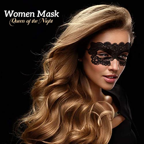 YMHPRIDE Máscara de mascarada de 8 piezas para parejas, máscara veneciana, máscara de Mardi Gras, máscara de encaje para mujeres y hombres, fiesta de graduación, disfraz de Halloween, máscara negra