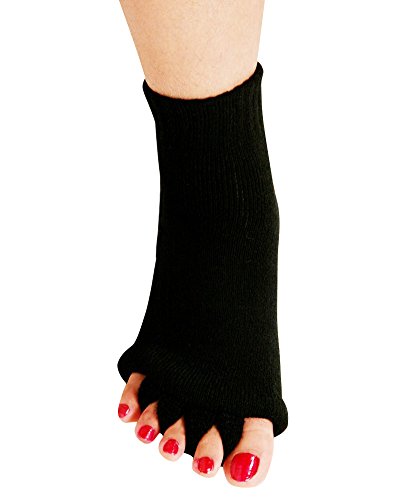 Yoga Sports GYM - Calcetines separadores de cinco dedos para aliviar el dolor y la salud, para evitar calambres en los pies, un par - negro - Talla única