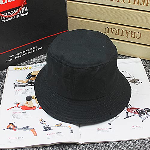 youler Sombrero Pescador, Soft Cotton Sun Cap,Plegable Bucket Hat Adecuado para Viajes de Pesca al Aire Libre (Negro)