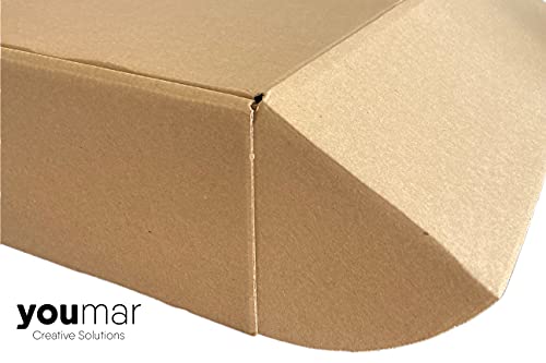 Youmar Solutions - Pack 25 Cajas Carton (Talla M) Envios Kraft Automontables para Ecommerce y postal, Pequeña 25x18x8cm
