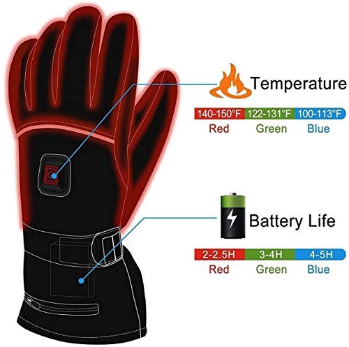 Z-YQL Guantes de calefacción de batería eléctrica temperatura ajustable para hombres/mujeres, guantes impermeables cálidos para ciclismo, motocicleta, senderismo, esquí, montañismo