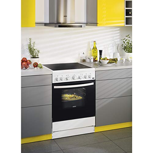 Zanussi ZCV65201WA Cocina independiente 85 x 60 x 60 cm, con placa vitrocerámica de 4 zonas, horno y grill eléctricos, multifunción de 5 programas, Clase A-10%, Blanco