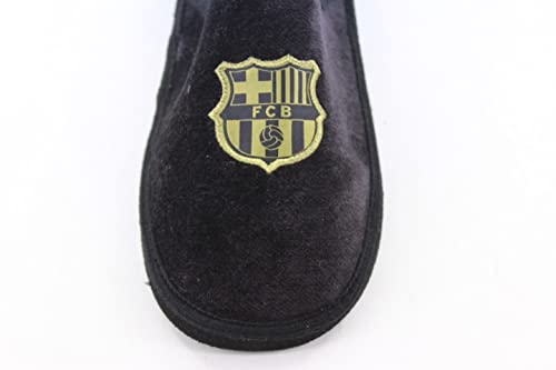 Zapatillas Casa FC Barcelona para Hombre y niño Color: Negro Talla: 43 - Equipo futbol Escudo Barça con licencia oficial. Fabricadas por Marpen.