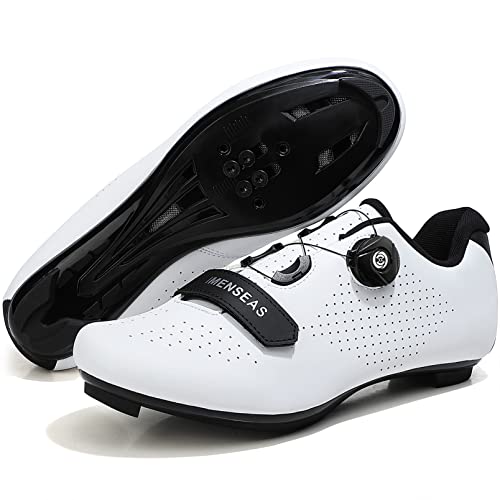 Zapatillas de Bicicleta de Montaña Antideslizantes para Hombre Mujer Zapatillas de Ciclismo MTB Transpirables Exterior Carretera (Blanco,41 EU)