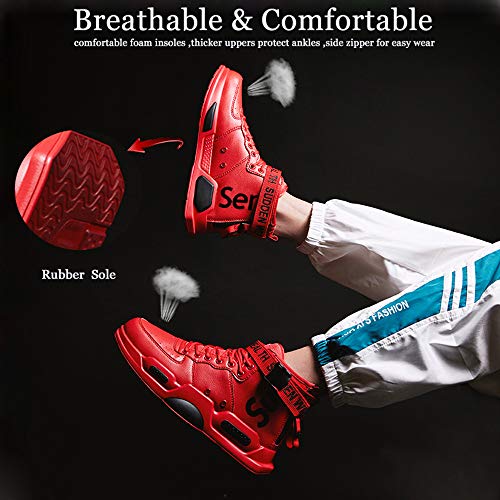 Zapatillas de Deporte de Moda para Hombre Zapatos cálidos de Invierno Botas de Nieve Zapato Deportivo para Caminar Informal, A-Red, EU39