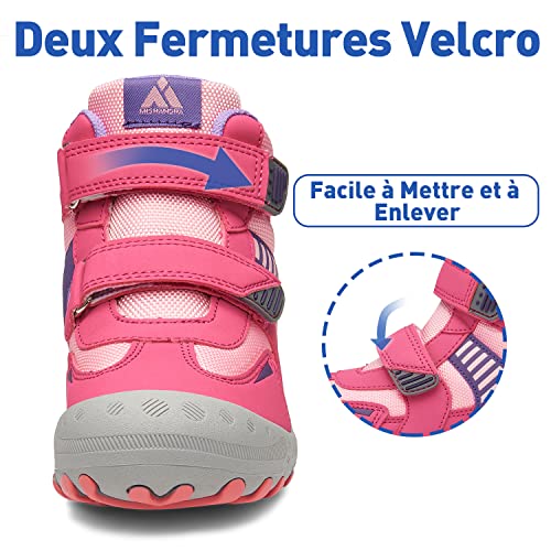 Zapatillas de Senderismo para Niños Niñas Transpirable Antideslizante Zapatos de Trekking Montaña Deportivas Al Aire Libre EU24 (Rosa)