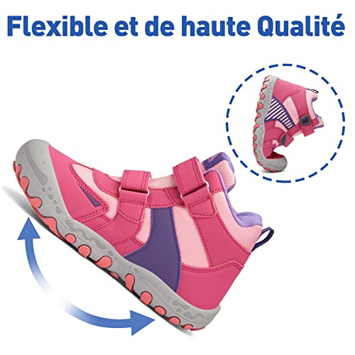 Zapatillas de Senderismo para Niños Niñas Transpirable Antideslizante Zapatos de Trekking Montaña Deportivas Al Aire Libre EU31 (Rosa)