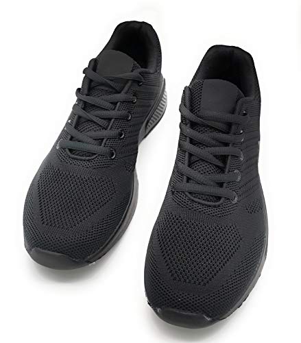 Zapatillas Deportivas Lisas Mujer Hombre Ligeras Transpirables de Malla Unisex para Correr, Caminar Negro 38