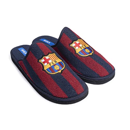 Zapatillas FC Barcelona Rizo Bicolor Cerradas Zapatillas de Estar por casa Hombre Invierno Otoño - 45 EU