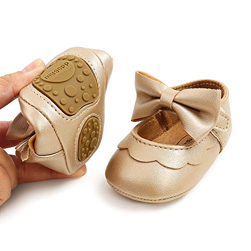 Zapatos Bebe Niña Recien Nacido Bebé Primeros Pasos Mary Jane Bailarina Gold 6-12 Meses