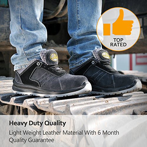 Zapatos de Seguridad Ultra-Ligeros para Hombres - SAFETOE 7331 Zapatillas Trabaja con Tus pies Bien protegidos (Talla 42, Gris)