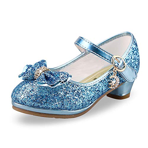 Zapatos Princesa Lentejuelas Niña Zapatosde Tacon Niñas Sandalias de Fiesta Nina 26 EU/Etiqueta 27,Azul