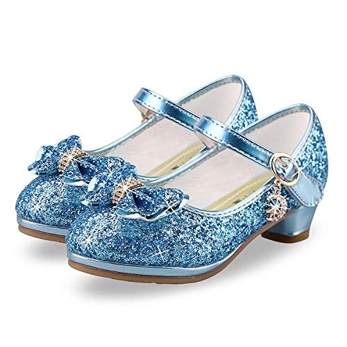 Zapatos Princesa Lentejuelas Niña Zapatosde Tacon Niñas Sandalias de Fiesta Nina 26 EU/Etiqueta 27,Azul