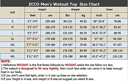 ZCCO Traje de Neopreno de 1,5 mm para Hombre, con Cremallera Frontal, Manga Larga, Traje de Buceo para natación, esnórquel, Buceo, Surf (Negro, L)
