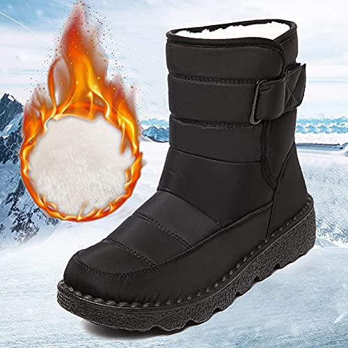 Zilosconcy Botas Cortas Mujer Botas de Nieve Cálido Forradas Calientes Zapatos Invierno Regalos Terciopelo Impermeable Zapatillas Algodón Botines Planas Con Cremallera Casuales Boots Moda Rebajas