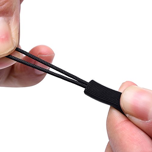 Zip Tags Cord Pulls Zipper Extension, Negro (paquete de 10)