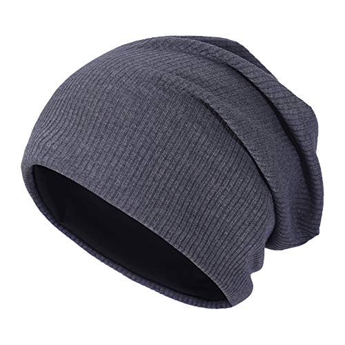 ZLYC Gorro de algodón delgado Slouchy Beanie para hombres y mujeres moda suave elástico Knit Skull Cap