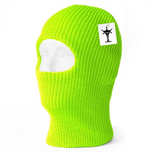 1 máscara de esquí de un agujero (sólidos y neón disponibles), verde lima, Taille unique