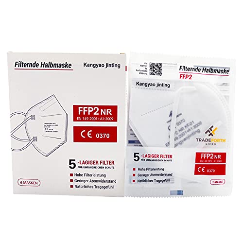 100x Mascarilla protectora FFP2 5 capas embaladas higiénicamente individualmente CE0370 certificado según EU 2016/425