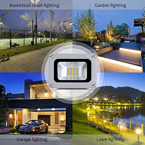 10W Foco Exterior LED IP65 Impermeable 12V Proyector LED Exterior 1000LM 6500K Blanco frio Luz de seguridad LED Floodlight para Jardín Garaje Patio Campo Césped