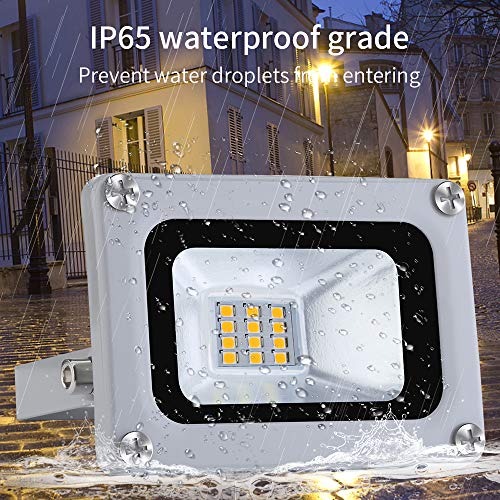 10W Foco Exterior LED IP65 Impermeable 12V Proyector LED Exterior 1000LM 6500K Blanco frio Luz de seguridad LED Floodlight para Jardín Garaje Patio Campo Césped