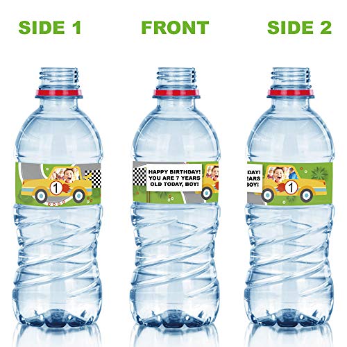 15 Etiquetas personalizadas para fiestas y cumpleaños: modelo CARS. Tamaño botellas de agua 33 cl.