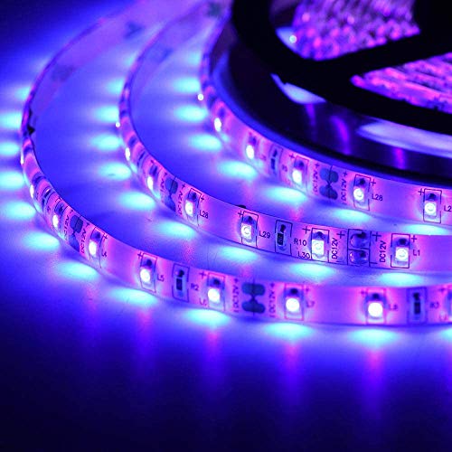 16.4ft 5m UV Light Black LED Strip, Lemonbest 12V Flexible Light Black IP65 a prueba de agua para el interior al aire libre, fiesta de baile fluorescente