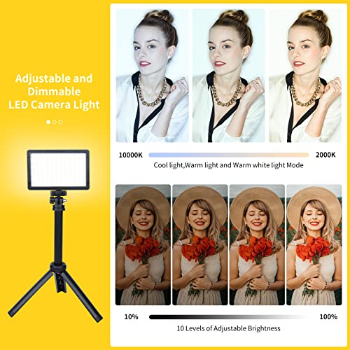 2 Packs Luces LED para Video, Foco Video Regulables de 10000 K, Foco LED Fotografia con Trípode Ajustable y Filtro de 9 Colores, para Tomas de Mesa, Grabación de Video, Youtube, TikTok