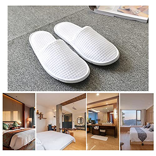 2 pares de pantuflas de spa blancas con punta cerrada, pantuflas desechables para huéspedes de hotel, para hombres y mujeres, para spa, hotel, cualquier fiesta (blanco)