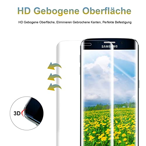 [2 Piezas] Protector de Pantalla para Samsung Galaxy S6 Edge, Vidrio Templado Cobertura Completa 3D, Película de Pantalla Templada Dureza 9H, Antiarañazos, Antihuellas (Transparente)