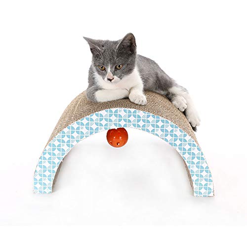 2pzs Cartón rascador gatos, tablero para rascar en forma arco gatos juguete para gatos pequeños reciclado almohadilla para rascar corrugada para gatos sofá cama rascador reversible para gatos con bola