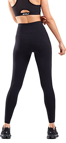 2XU Fitness New Heights - Mallas largas de compresión para mujer, color negro, color negro / blanco, tamaño large