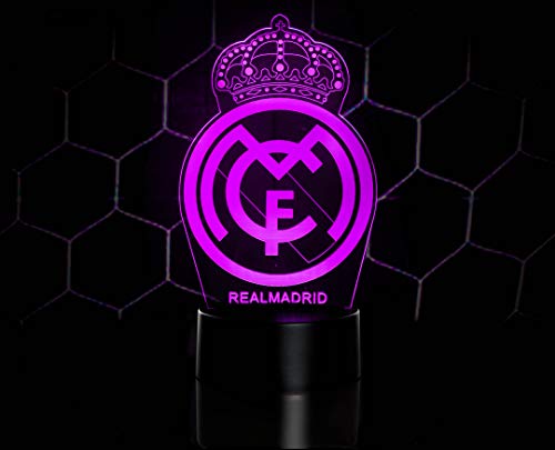 3D LAMPARAS Oficial Escudo del Real Madrid CF Lámpara Original Accesorios de 2019-2020 y Mejor Regalo para Bebe niño Kids Hombre Mujer Mejor Decoracion