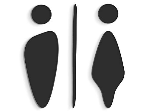 3DP En Relieve, Figuras Adhesivas | Signs WC [E] | Hombre y Mujer Placas de Baño - Juego de Baño para Calcomanías de Pared (Negro)