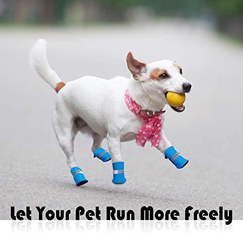 4 Zapatos de Perros Protectores de Patas de Verano Sandalias de Malla para Mascotas Botas Antideslizantes con Hebilla Ajustable para Perros y Gatos Medianos Pequeños
