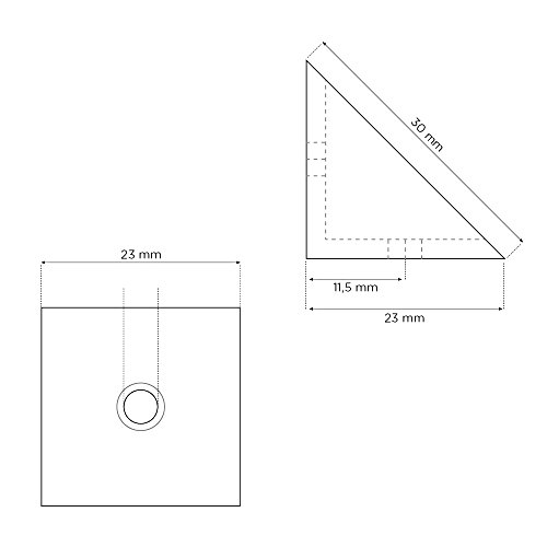 40 x sossai® Conector de muebles/conector angular con tapa | BT1, 2 agujeros | Color: blanco | Material: plástico