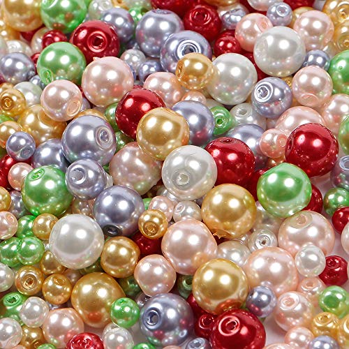410 cuentas de perlas de cristal de Pascua mezcla de 4 mm, 6 mm y 8 mm perlas en colores de Pascua para hacer joyas y manualidades