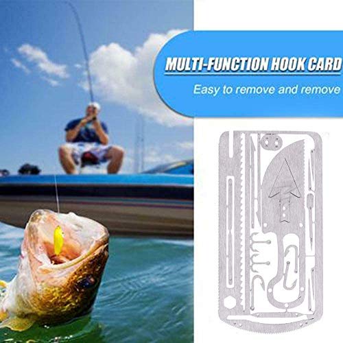 4PCS Credit Card Survival Tool Edc Hunting Fishing Wilderness Survival Card Fish Hook Card Multifunctional Outdoor Camping Fish Hook Tool (Silver)