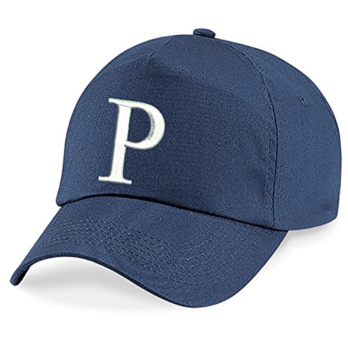 4sold – Gorra de béisbol para niño, verano, de algodón, de calidad, alfabeto de la A a la Z, ajustable, color azul marino Azul P Talla única