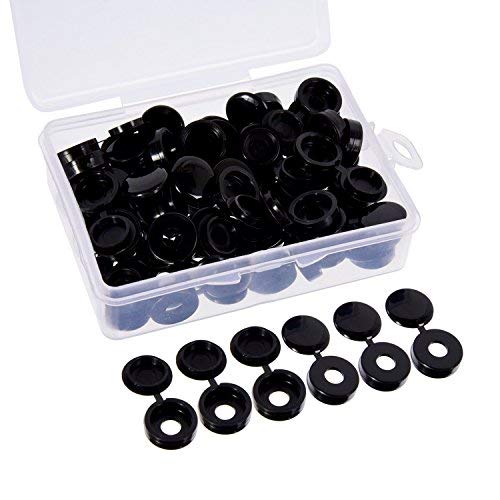 60 Piezas Cubierta de Tornillo de Plástico Tapa de Tornillo con Caja de Almacenamiento para Tornillos de Número 6/8, Negro