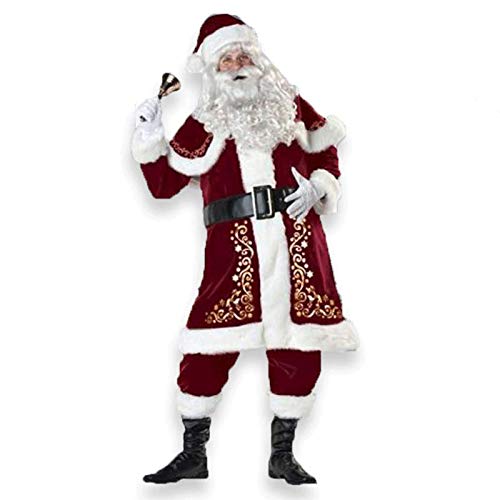 8 Pcs Disfraz de Papa Noel para Adulto Disfraz Papa Noel Hombre Traje de Santa Claus Lujoso Disfraces para Navidad Vestido de Fiesta，Talla Grande 5XL