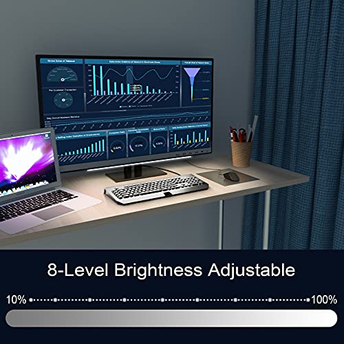 ABCidy Barra de luz debajo del monitor, RGBIC Screenbar lámpara de escritorio, LED regulable con efecto arco iris dinámico, control remoto cambio de color, brillo y velocidad ajustables