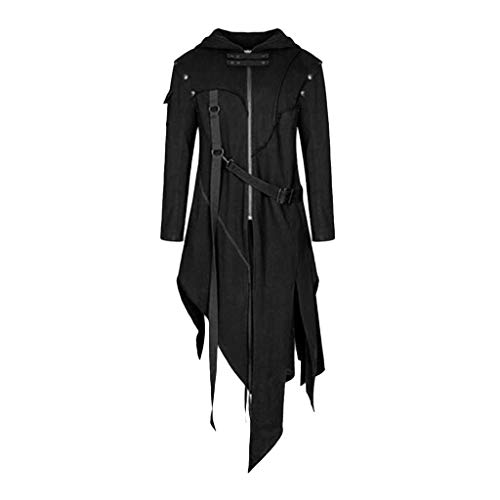 abrigo de manga larga para hombre elegante chaqueta con capucha asimétrico abrigo hombres retro steam punk gótico capa de viento 294