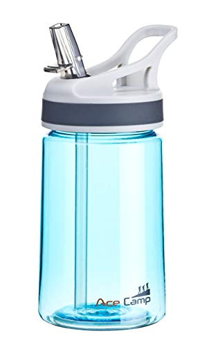 AceCamp TRITAN Botella de Agua | Botella de Agua a Prueba de Fugas sin BPA | Botella Deportiva Pajita I 350 ml I Azul I 15516