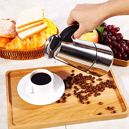 Acero Inoxidable Moka Pot 100ml/200ml/300ml/450ml Mellow Espresso Coffee Maker Coffee Tea Stove para el Hogar(300ml)