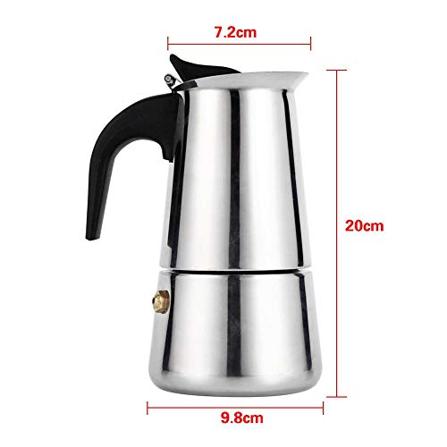 Acero Inoxidable Moka Pot 100ml/200ml/300ml/450ml Mellow Espresso Coffee Maker Coffee Tea Stove para el Hogar(300ml)