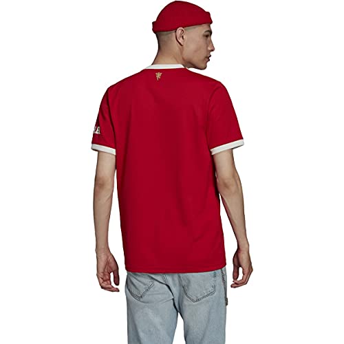 adidas Camiseta Manchester United 2021-22 para hombre, Rojo, Small